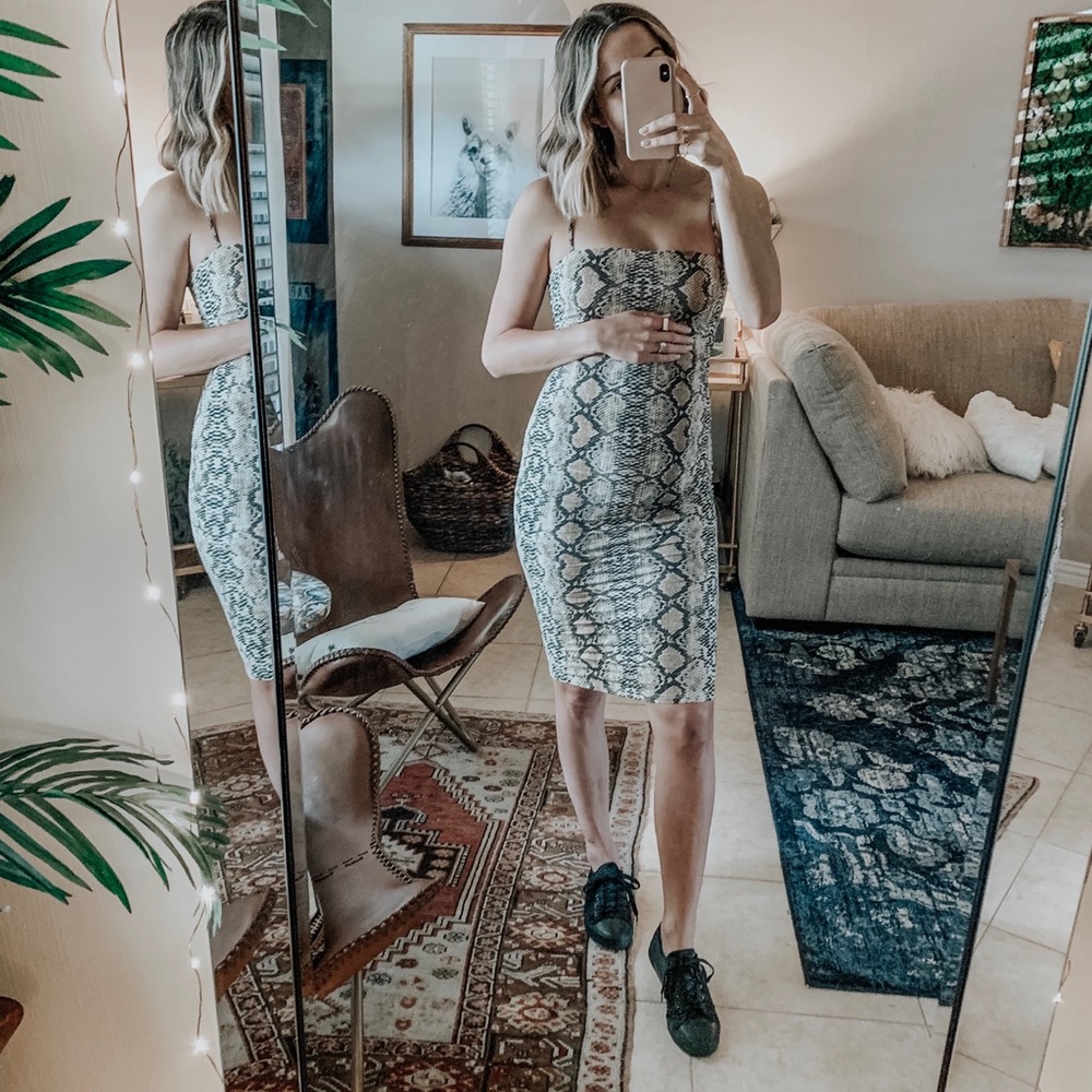 Snakeskin Fitted Mini Dress